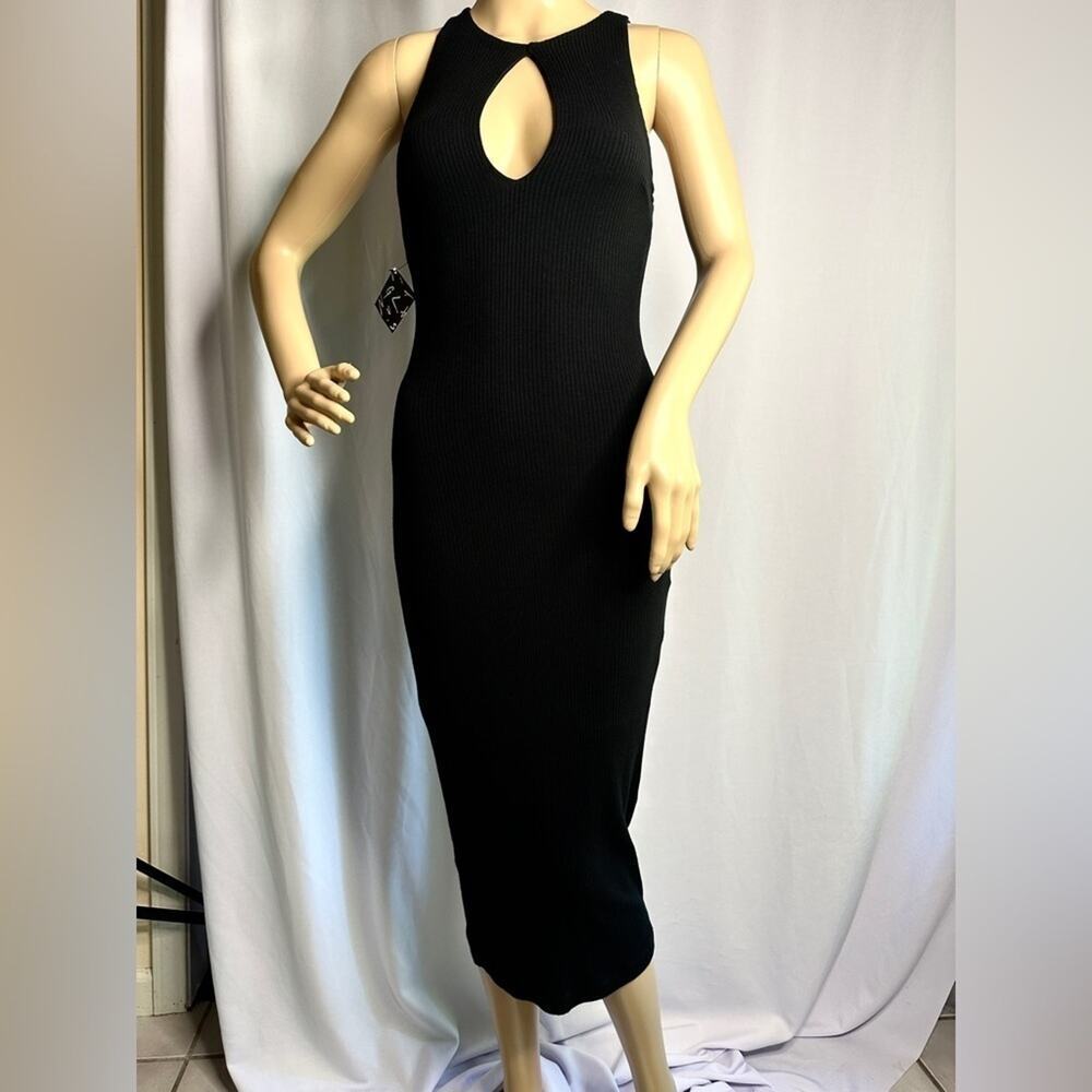 Nasty Gal Black Dress NWT Ribbed Stretch Sexy Cleavage Brand New - Picture 5 of 8